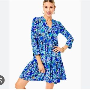 Good used condition Lilly Pulitzer Alaina Dress Blue Grotto Size Small